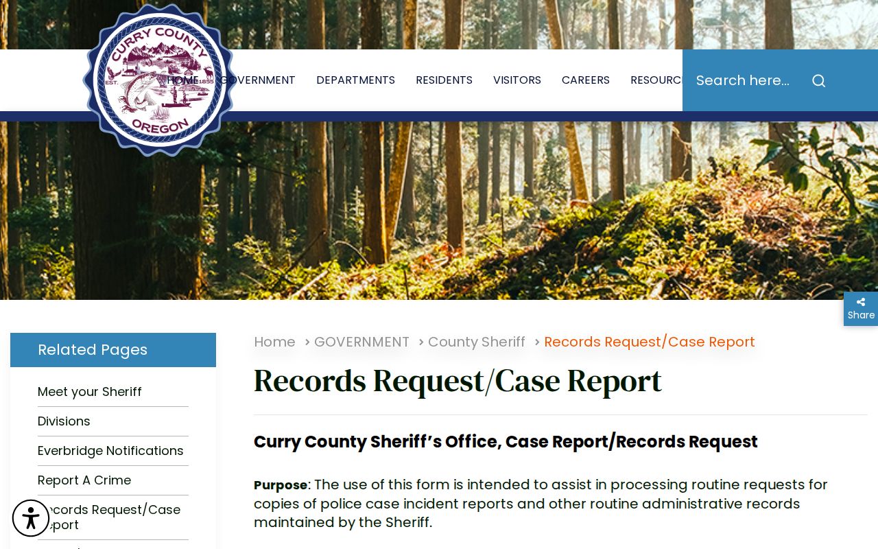Curry County Sheriff release record request form